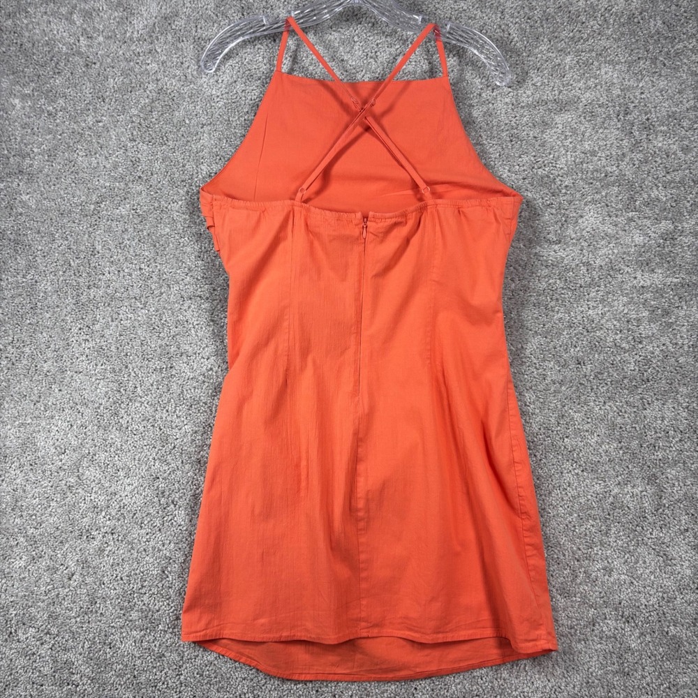 FSL Apparel Orange Ruched Mini Dress ID4079 Cotton Spandex Large Womens‎